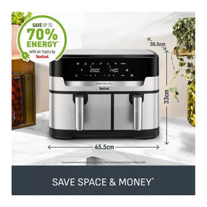 Tefal XXL 11L Dual Drawer Air Fryer Stainless Steel EY942D