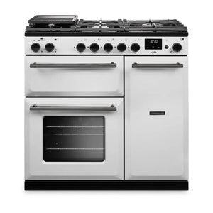 Rangemaster Aura AURA90DFPWHT/YX1 90cm Dual Fuel Range Cooker White (Paint) - Onyx