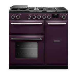 Rangemaster Aura AURA90DFPPLM/BN1 90cm Dual Fuel Range Cooker Plum - Brushed Nickel