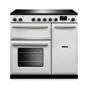Rangemaster Aura AURA90EIPWHT/BN1 90cm Induction Range Cooker White (Paint) - Brushed Nickel