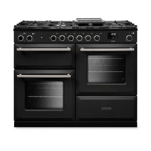 Rangemaster Aura AURAO110DFPCBL/BN1 110cm Dual Fuel Range Cooker Black - Brushed Nickel