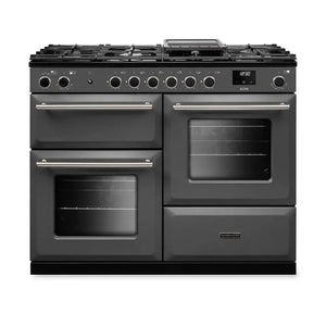 Rangemaster Aura AURAO110DFPSLT/BN1 110cm Dual Fuel Range Cooker Slate (Paint) - Brushed Nickel