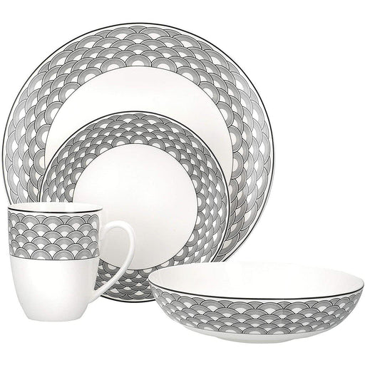 Maxwell & Williams Harlequin 16 Piece Dinner Set, Porcelain, White/Black, Service for 4-Maxwell Williams-northXsouth