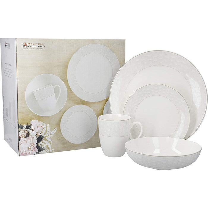 Maxwell & Williams Harlequin 16 Piece Dinner Set, Porcelain, White/Grey, Service for 4-Maxwell Williams-northXsouth