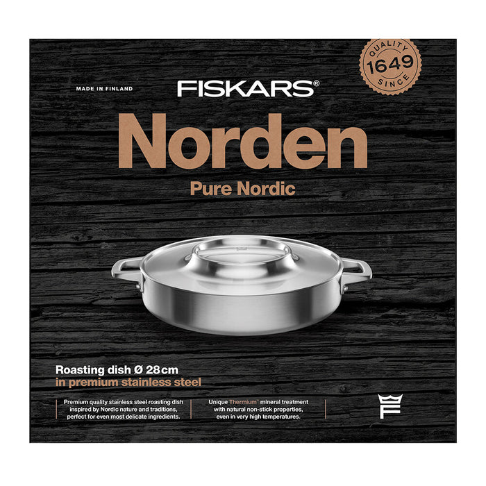 Fiskars 1026907 Saute Pan with Stainless Steel Handle Norden, 28 cm